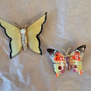 Elegant Butterfly Brooch Pin Lot of 2  - Multicolor